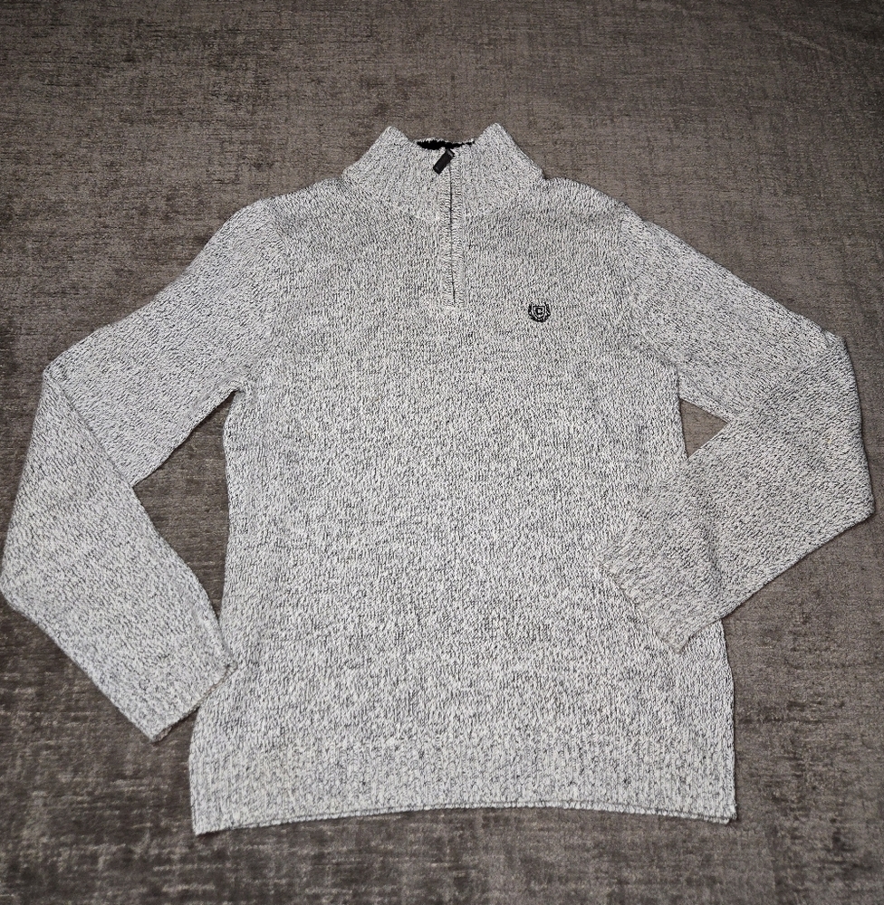 CHAPS 106 Ivory Gray & White Knit Pullover Kids Sweater